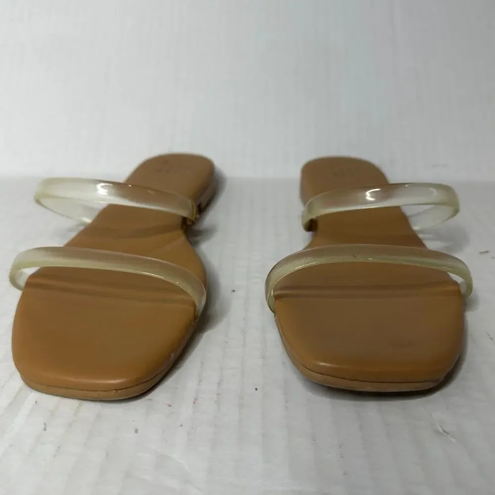 Vacation Size 6 Winnie Clear Nude Skinny Strap Flat Slide Sandals Summer Casual